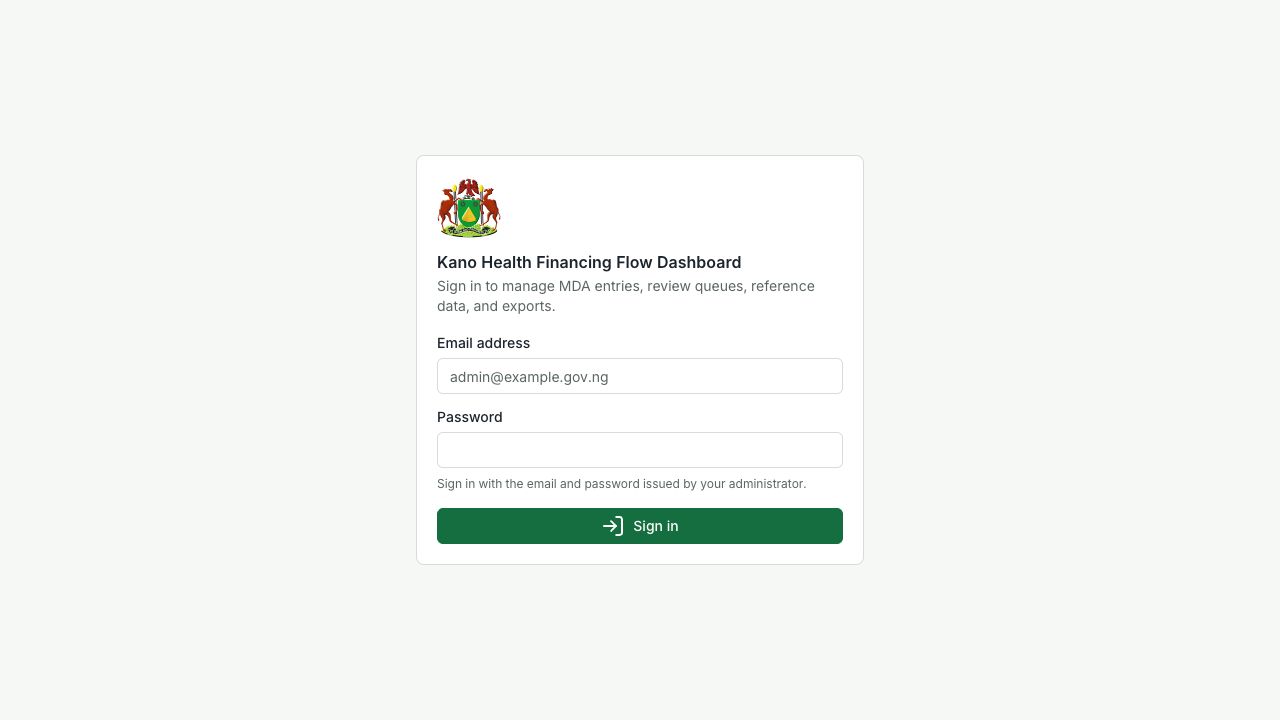 Kano Health Finance Tracker interface